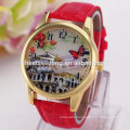 Castle dial leather watch band cheap fashion watch children